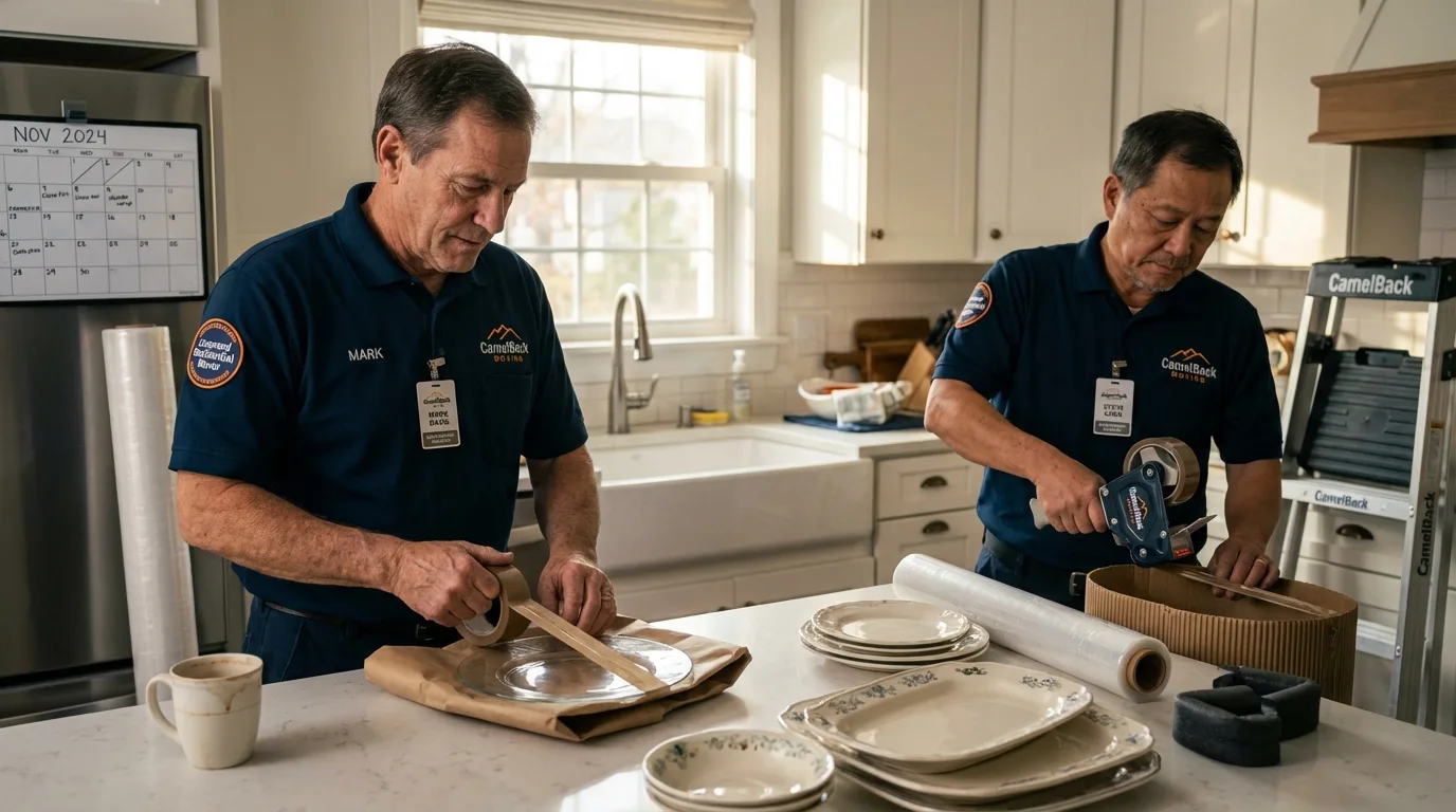 Professional crew packing kitchen dishware in Centerville, PA
